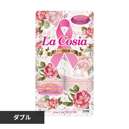  ラコシア プリントロール（再生紙） 108mm×25m 12R ダブル ピンク 2757 【プラザセレクト】【プラザマーケット】
