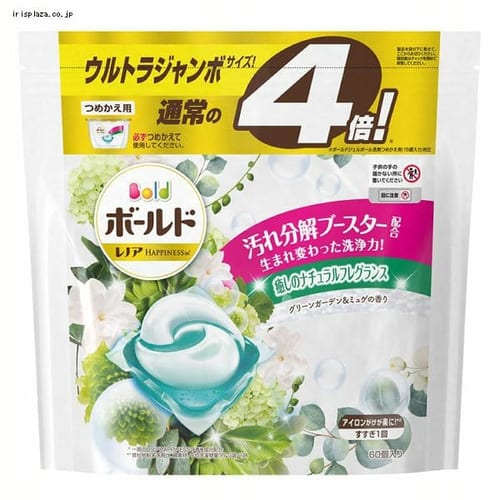 【3個セット】P&G ボールドジェルボール3Dグリーンガーデン＆ミュゲの香りつめかえ用ウルトラジャンボ 60個 【プラザセレクト】【プラザマーケット】