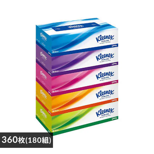【5箱】 クリネックス ティッシュ 360枚 (180組) 5箱 日本製紙クレシア