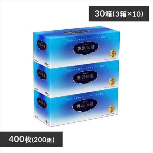 ＜アイリスプラザ＞ 【30箱】大王製紙 エリエール ティッシュ 保湿 パルプ100% 贅沢保湿  200組 3箱×10個セット 【プラザマーケット】画像