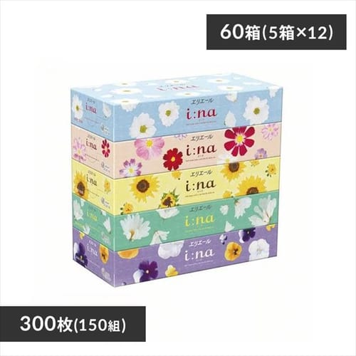 60箱】大王製紙 エリエール イーナ ティシュー 150組 5箱×12個セット