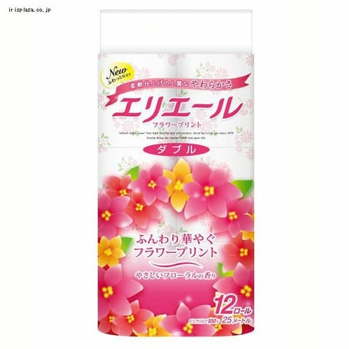  大王製紙 エリエール トイレットペーパー フラワープリント 25m×12ロール ダブル パルプ100% 優雅な花の香り 【プラザセレクト】【プラザマーケット】