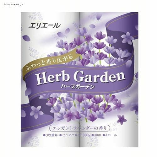  大王製紙 エリエール トイレットペーパー ハーブガーデン ラベンダー 30m×4ロール 3枚重ね パルプ100% エレガントラベンダーの香り 【プラザセレクト】【プラザマーケット】