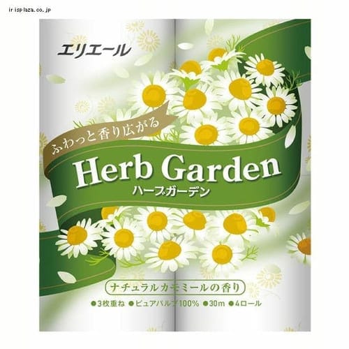  大王製紙 エリエール トイレットペーパー ハーブガーデン カモミール 30m×4ロール 3枚重ね パルプ100% ナチュラルカモミールの香り 【プラザセレクト】【プラザマーケット】