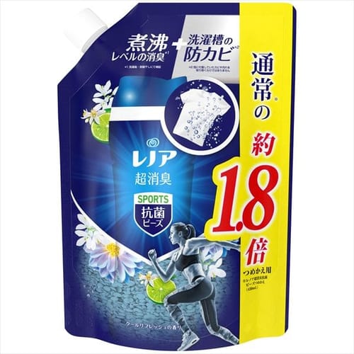  【予約】P&G レノア本格消臭スポーツ抗菌ビーズ　クールリフレッシュつめかえ用特大サイズ 760mL 【プラザセレクト】【プラザマーケット】※7営業日以内に発送予定