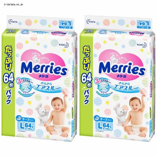 花王 【2個セット】メリーズ さらさらエアスルー テープLサイズ(9〜14kg)64枚 【プラザセレクト】