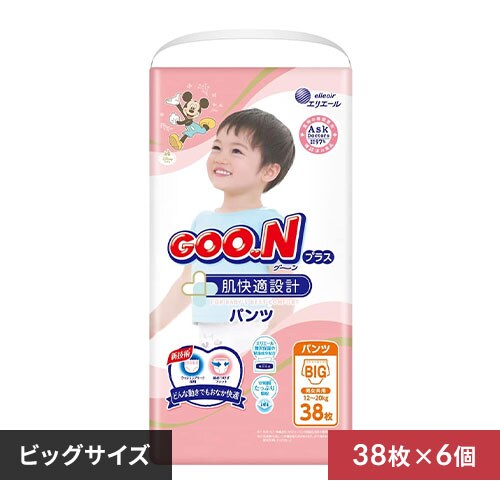 大王製紙 [6個セット] グーン プラス 肌快適設計 パンツ BIGサイズ (12〜20kg) 226枚（38枚×6） 【プラザセレクト】【プラザマーケット】
