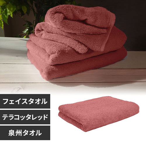 1枚】 フェイスタオル テラコッタレッド 7183467 │アイリスオーヤマ