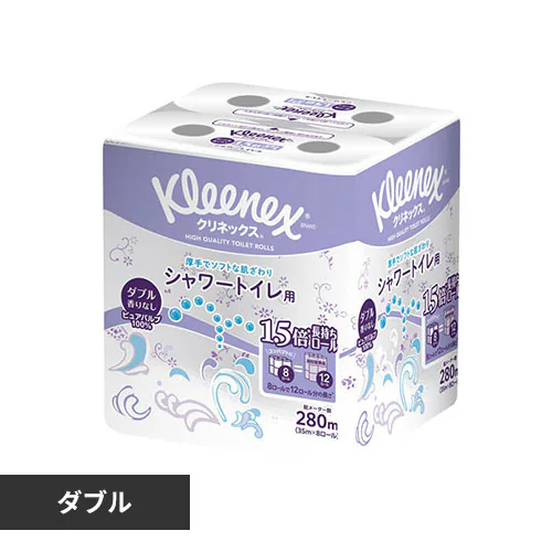 【8ロール】トイレットペーパー ダブル 1.5倍巻 シャワートイレ用 クリネックス