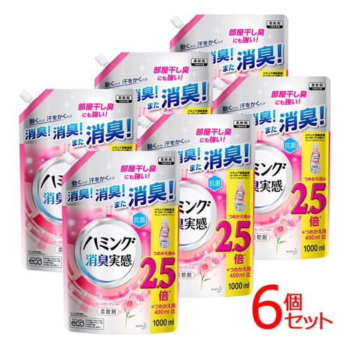  【予約】【6個セット】花王 ハミング消臭実感 ローズガーデン 特大詰替 1000ml 【プラザセレクト】【プラザマーケット】※8〜14営業日以内に発送予定