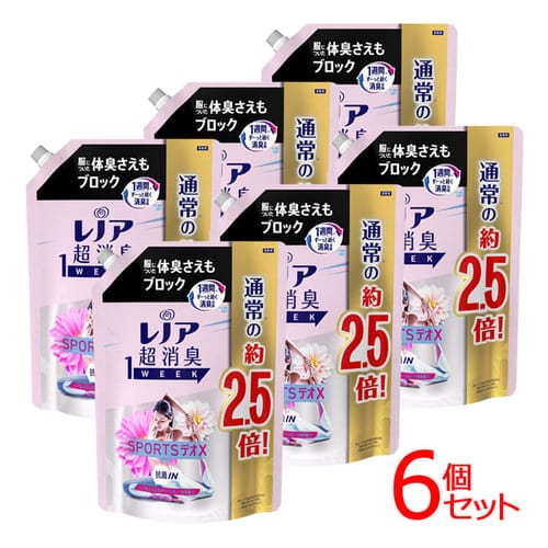  【6個セット】レノア 超消臭 1WEEK 1WEEKスポーツデオXリフレッシュエアリーフローラル詰替 特大980mL【プラザセレクト】【プラザマーケット】