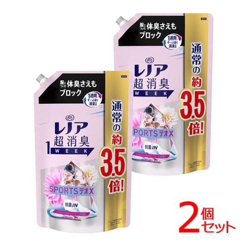  【2個セット】レノア 超消臭 1WEEK スポーツデオXリフレッシュエアリーフローラル詰替 超特大1390mL【プラザセレクト】【プラザマーケット】