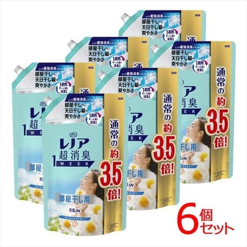  【6個セット】レノア 超消臭 1WEEK 部屋干し詰め替え 超特大1390mL【プラザセレクト】【プラザマーケット】