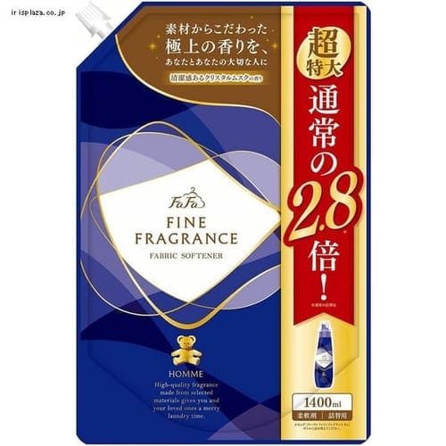 6個セット】ファーファ ファインフレグランス柔軟剤 オム クリスタルムスクの香り 1400ml 詰替 超特大 【プラザセレクト】 7188933  │アイリスプラザ│アイリスオーヤマ公式通販サイト