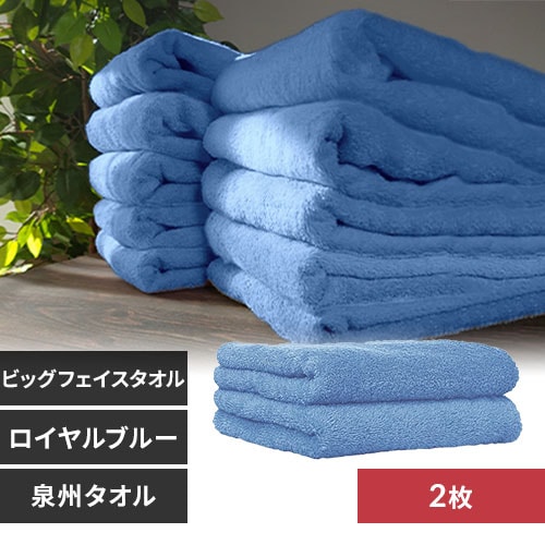 2枚】 ビッグフェイスタオル ロイヤルブルー 7189929