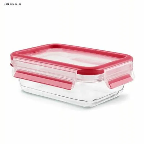 T-fal マスターシールグラス レクタングル 450ml クリア/レッド N10405 _0