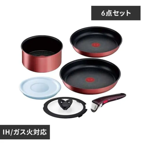 フライパン 6点セット IH ガス火 T-fal インジニオ・ネオ ルージュ 