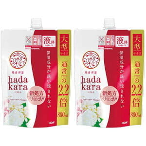  【2個セット】ライオン hadakaraボディソープ フレッシュフローラルの香り 詰替え用 大型サイズ 800ml 【プラザセレクト】【プラザマーケット】