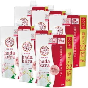 【6個セット】ライオン hadakaraボディソープ フレッシュフローラルの香り 詰替え用 大型サイズ 800ml 【プラザマーケット】