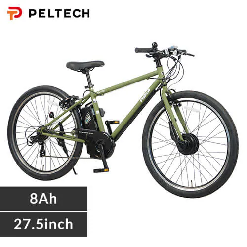 電動アシストクロスeバイク 27.5インチ 外装7段 TDA-712L‐KH マットカーキ【直送】 【代引き不可】_0