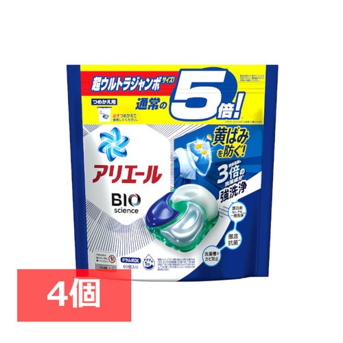 ＜アイリスプラザ＞ 【4個セット】P&G アリエールジェルボール 4D 詰替え用 超ウルトラジャンボ 60個入【プラザマーケット】画像