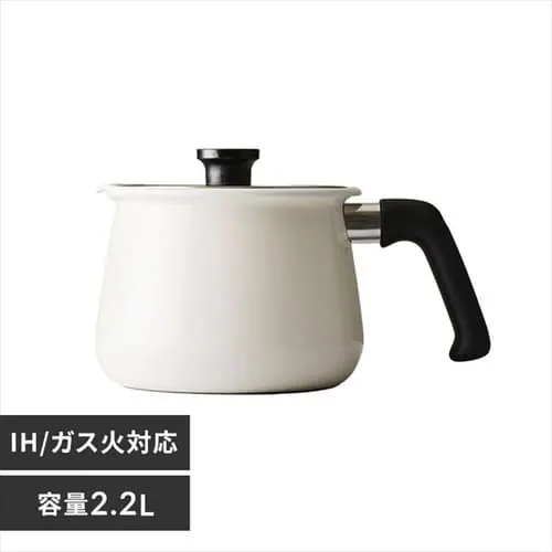 マルチポット ホーロー 片手鍋 ガス火 IH対応 和平フレイズ rinto M 2.2L MB-2160 アイボリー_0