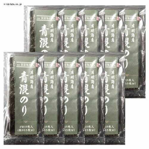 【10個】有明海産 青混ぜのり おにぎり用 3切15枚入 _0
