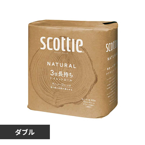 【4ロール】トイレットペーパー ダブル 3倍巻 NATURAL スコッティ
