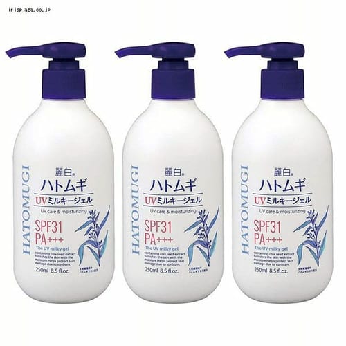 ＜アイリスプラザ＞ 熊野油脂 【3個】麗白 ハトムギ UVミルキージェル SPF31 PA+++ 250ml 【プラザマーケット】画像