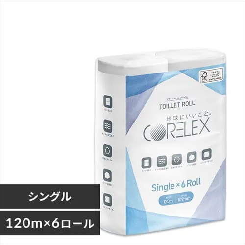 【6ロール】トイレットペーパー シングル 2倍巻 コアレックス_0