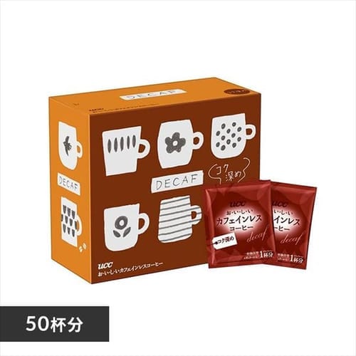 ＜アイリスプラザ＞ UCC おいしいカフェインレスコーヒー ワンドリップコーヒー コク深め 50P