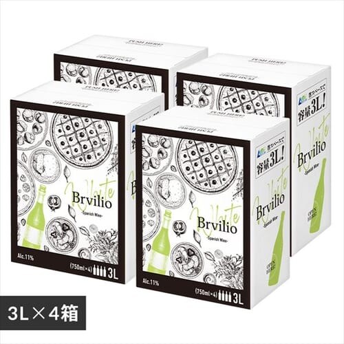 【4個セット】 白ワイン スペイン産 Brvilio 3000ml アイレン_0