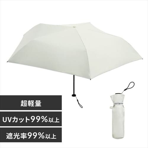 日傘 折り畳み傘 超軽量 UVカット 晴雨兼用 ビコーズ PUスーパーライト/ソリッドカラー ミニ B-093901 ホワイト_0