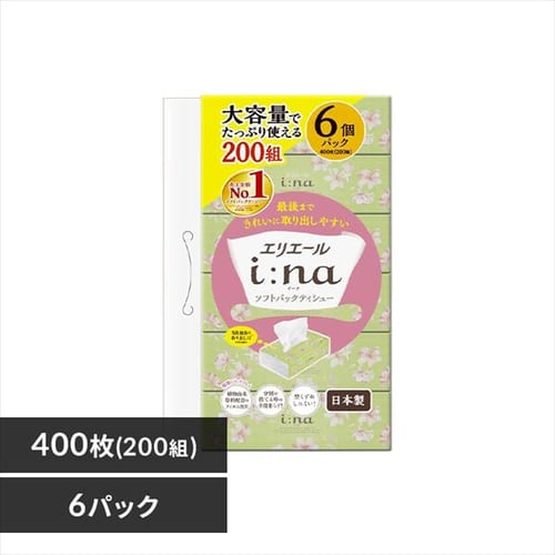 【18箱】 エリエール イーナ 箱etit ティッシュ 200組 (400枚) 6箱×3