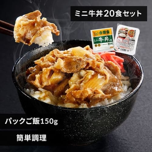 ＜アイリスプラザ＞ 吉野家 冷凍牛丼の具 ミニ 80g 20食セット パックご飯 150g×24パック 【時間指定不可】【代引不可】【同梱不可】