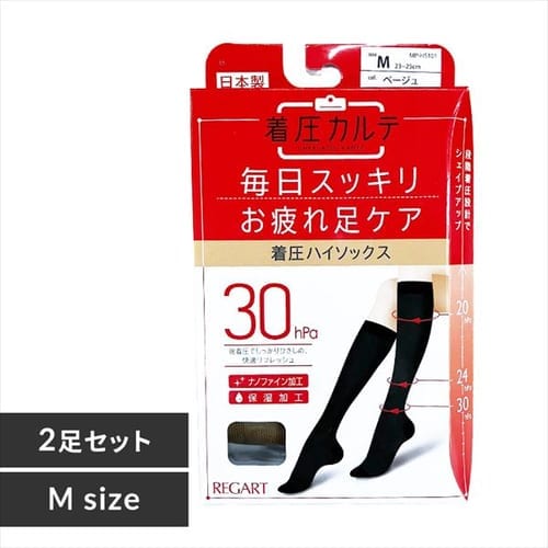 着圧コットン5本指ハイソックス（2足組） ブラック MP-HS1042 M