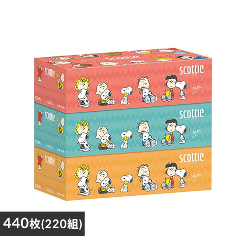 【3箱】 スコッティ ティッシュ 440枚 (220組) 3箱