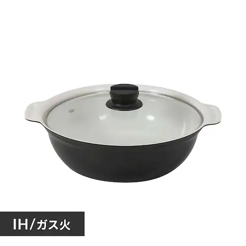 両手鍋 セラミック卓上鍋 ビストロ・カローレ ガス IH対応 26CM NQ-0054 【プラザセレクト】 _0