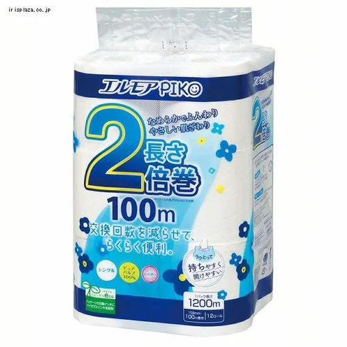 エルモア トイレットペーパー ピコ 2倍巻き 12ロール シングル 100m 142993_0