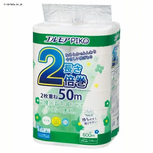エルモア トイレットペーパー ピコ 2倍巻き 12ロール ダブル 50m 142994_0