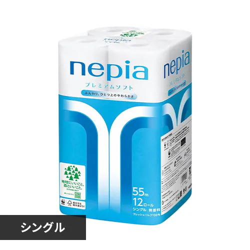 【12ロール】トイレットペーパー シングル プレミアムソフト ネピネピ ネピア_0