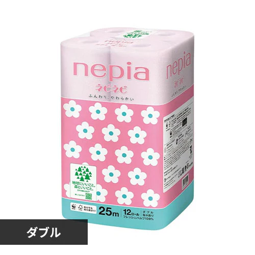 ネピア ネピネピ トイレットロール 12ロール ダブル 桜 25m巻き 541356