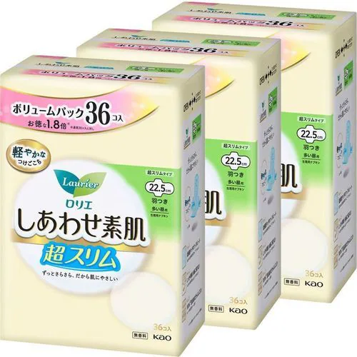 【3個セット】ロリエ しあわせ素肌 超スリム 多い昼用 羽つき 36コ入 【プラザセレクト】_0