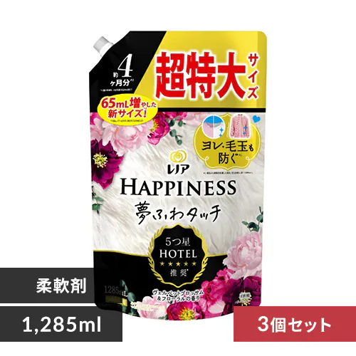 【3個セット】 P&G レノアハピネス 夢ふわタッチ 詰替 超特大 ヴェルベブロッサム&フローラル 1285ml_0
