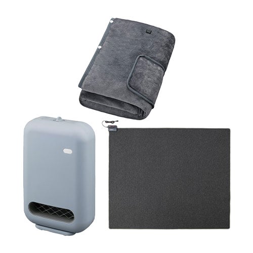 セラミックヒーター 人感センサー パープル / ホットカーペット 3畳 195×235cm / USB電気毛布 160×80cm グレー