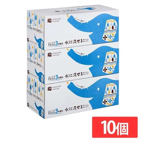 【10個セット】水に流せるティシュ3枚重ね 120組×3P 632622_0