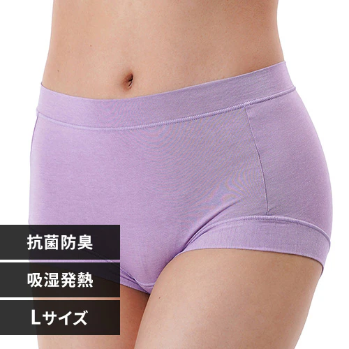 Fukuske 満足 美温活 よもぎ蒸し心地 ショーツ 無地 1分丈 吸湿発熱 37-4704G860 L Nパープル【代引き不可】_0