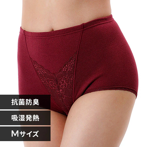 Fukuske 満足 美温活 湯たんぽ心地 ショーツ 無地 前側レース スタンダードタイプ 深ばき 吸湿発熱 37-4807F130 M レッド【プラザセレクト】【代引き不可】_0