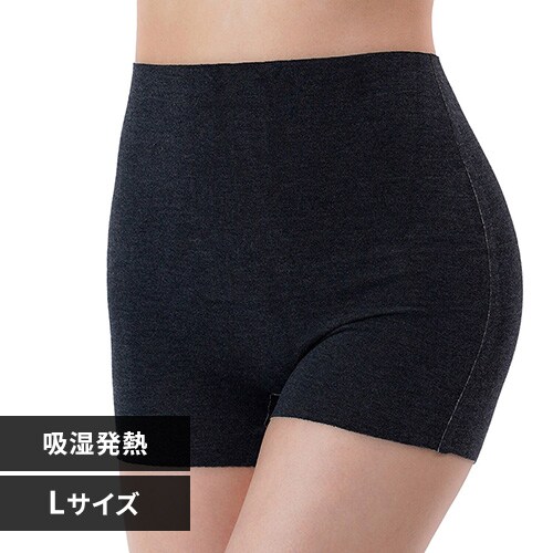 Fukuske 満足 美温活 おふとん心地 ショーツ 無地 1分丈 吸湿発熱 37-4104F91 L_ブラック【プラザセレクト】【代引き不可】_0