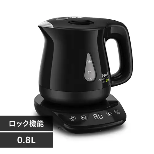 T-fal 電気ケトル アプレシア ロック コントロール エコ 0.8L ブラック KO8418JP _0